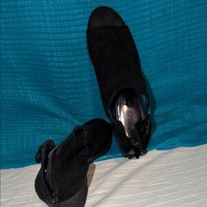 Carlos by Carlos Santana Black Open-Toe Heeled Boots